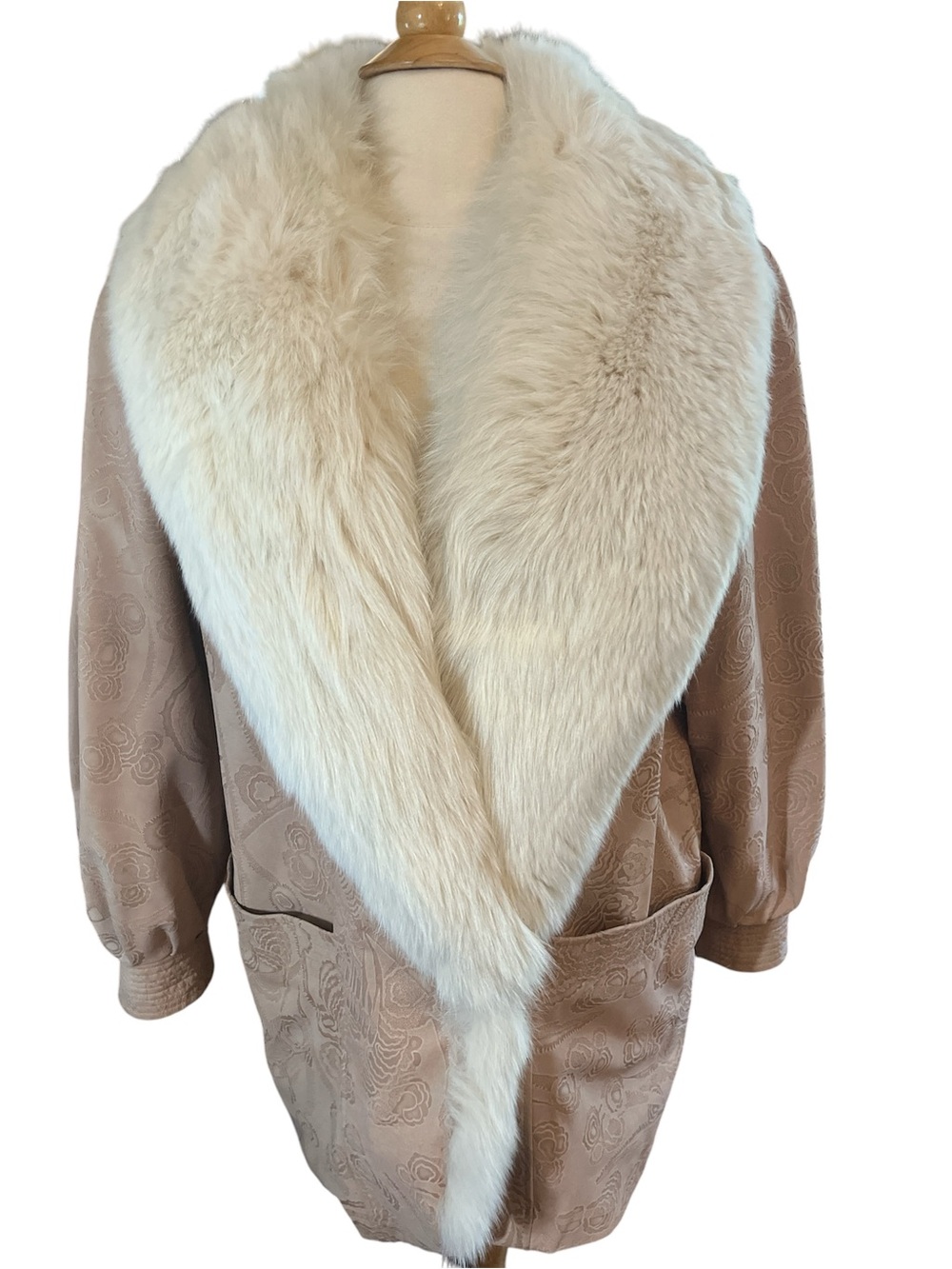 Vintage 80s Marvin Richard’s J Percy Blush suede Coat with Cream fur trim Size M - Picture 16 of 16